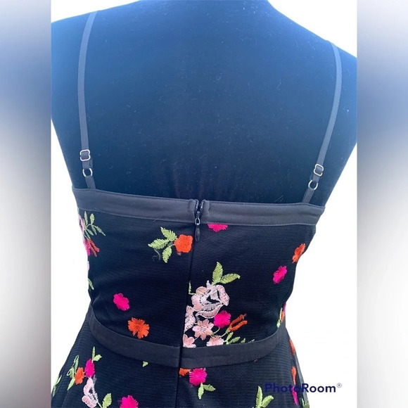 Lulu’s Favorite Fleur Black Embroidered Liberty Floral A-Line Skater Dress - Picture 8 of 12